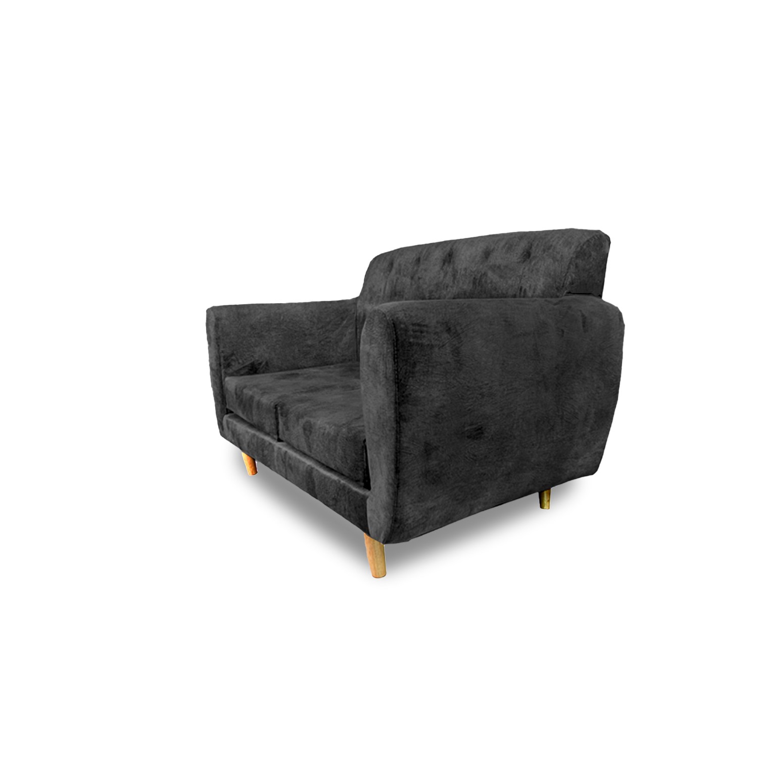 Sofa lisboa 2 puestos lino negro c/b, patas de madera - Muebles en Medellín | Sofá