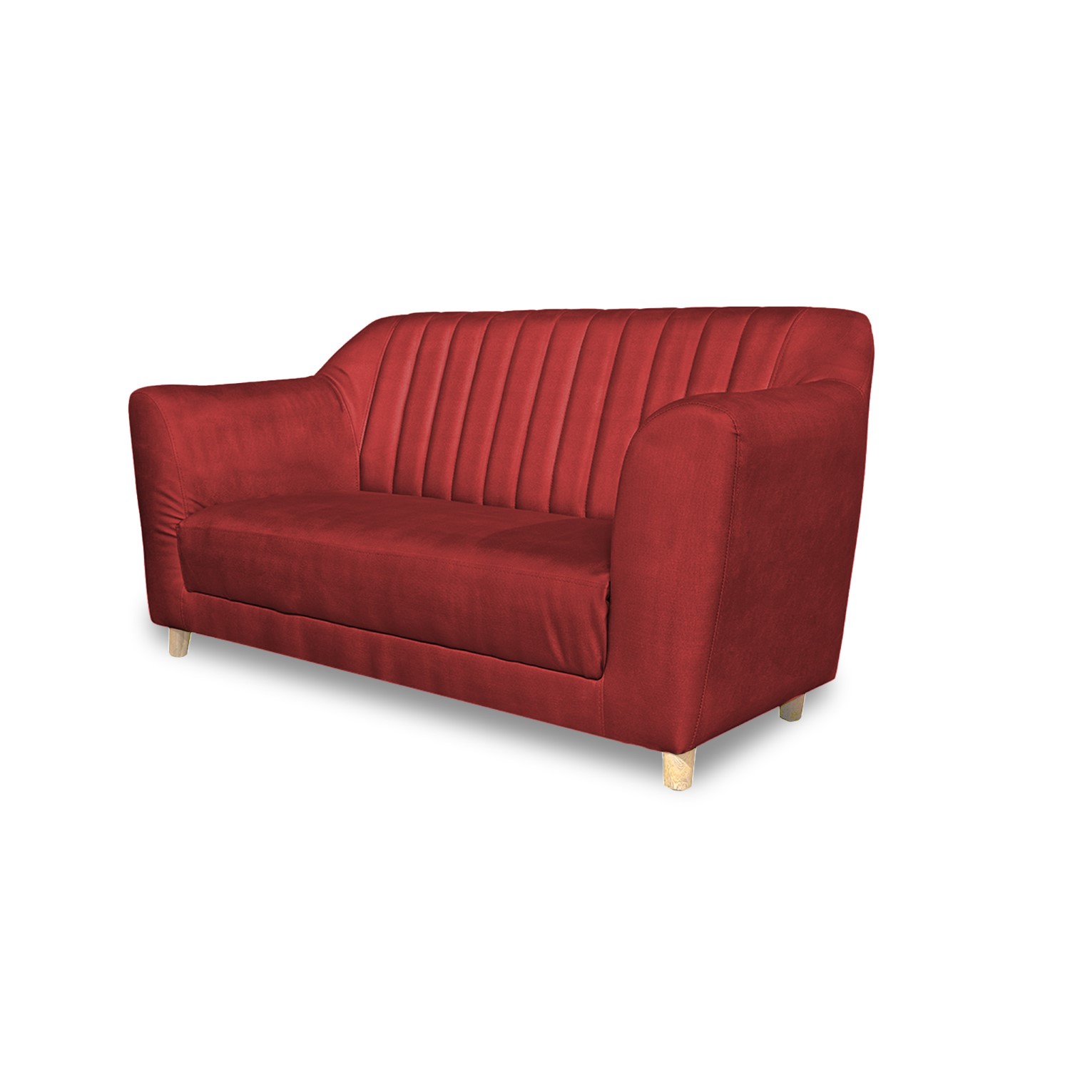 Sofa stanley 2 puestos lino rojo c/b, patas de madera - Muebles en Medellín | Sofá