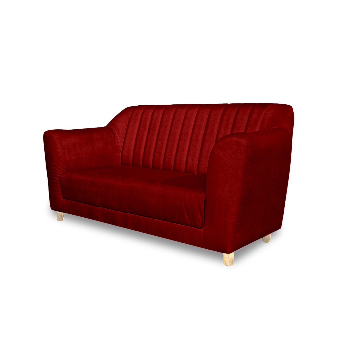 Sofa stanley 2 puestos lino vinotinto c/b, patas de madera - Muebles en Medellín | Sofá