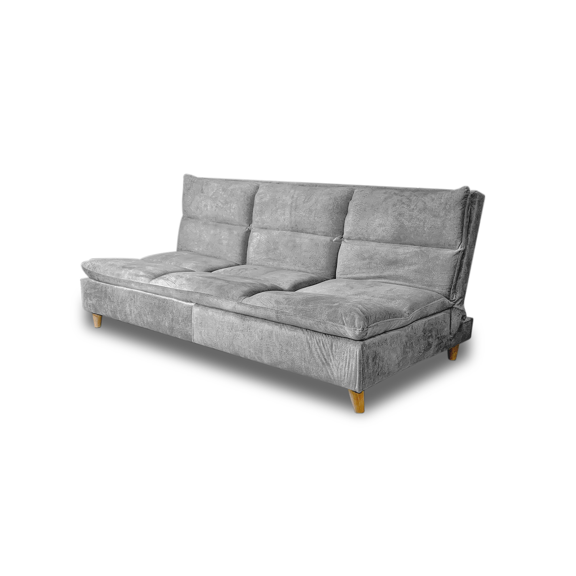 Sofacama peggy lino plata, patas de madera - Muebles en Medellín | Sofacama