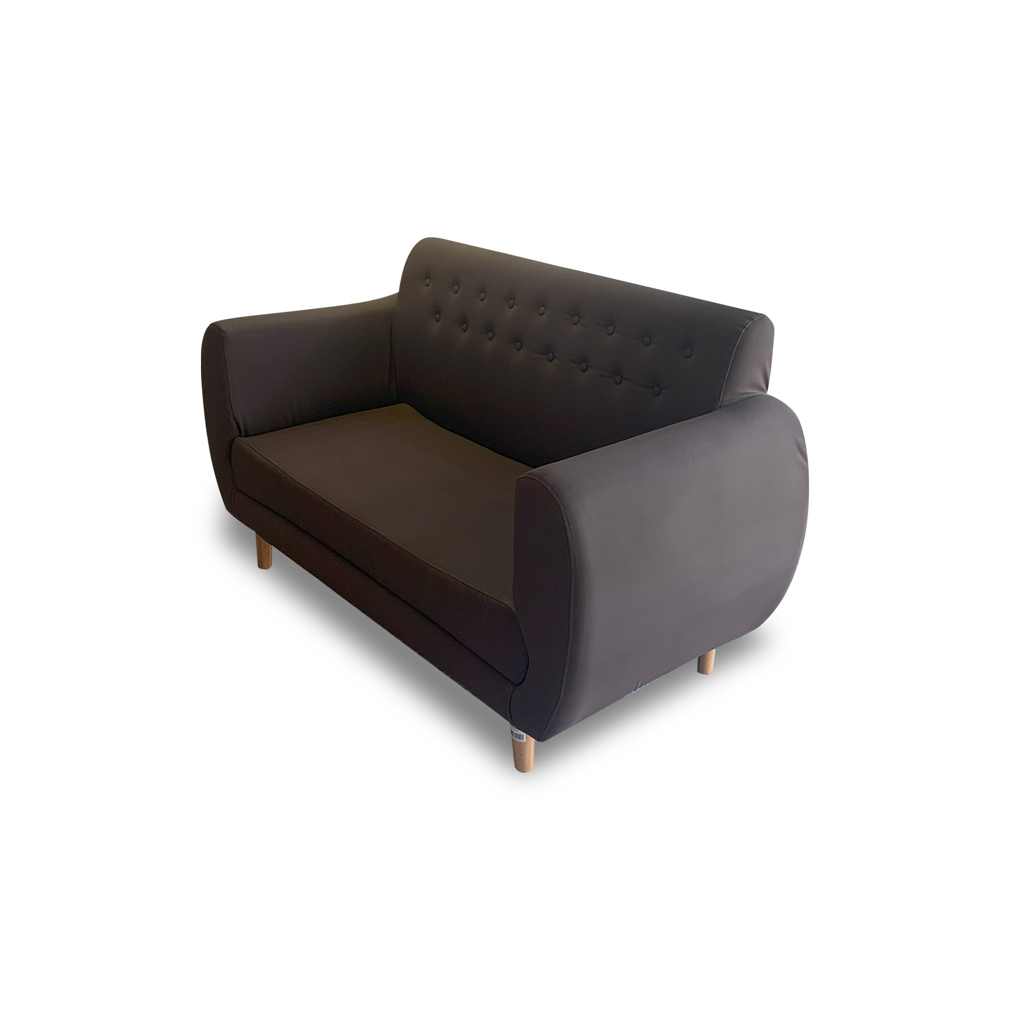 Sofa isabelina lino café, patas de madera - Muebles en Medellín | Sofá