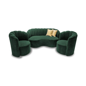 Sala curve tela ovejera verde, deslizadores - Muebles en Medellín | Sala