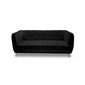 Sofa velvet poliéster negro, patas de madera - Muebles en Medellín | Sofá