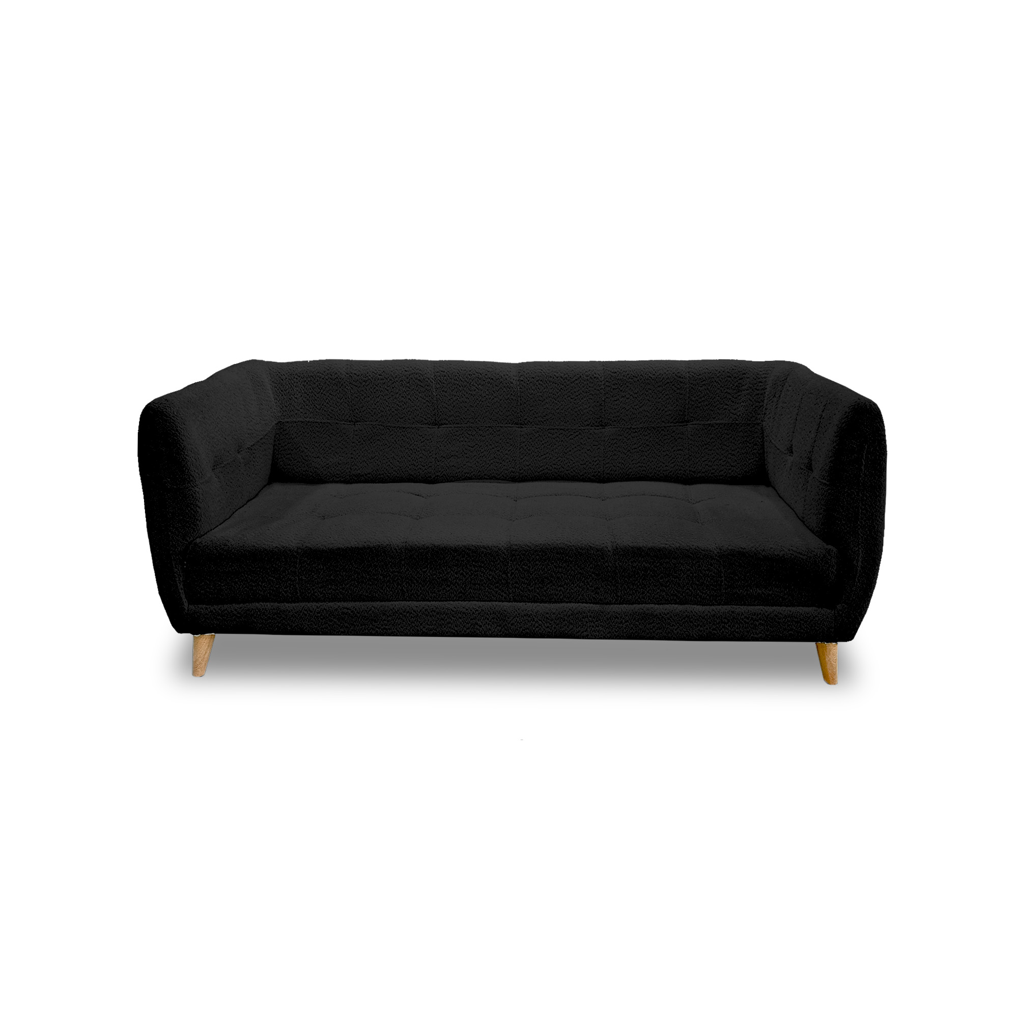 Sofa velvet poliéster negro, patas de madera - Muebles en Medellín | Sofá