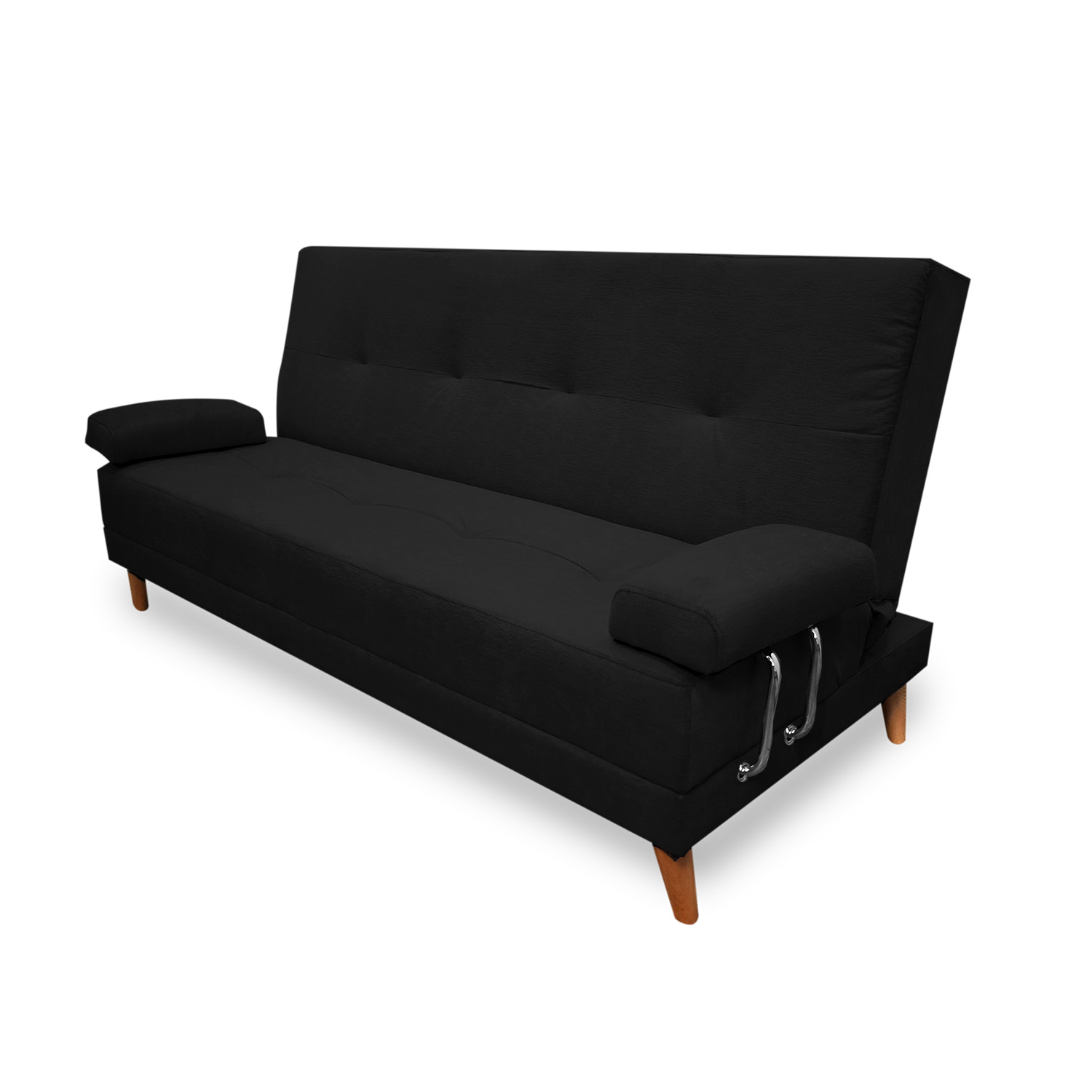 Sofacama ferrati lino negro, patas de madera - Muebles en Medellín | Sofacama