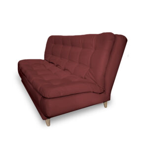 Sofacama damasco sintetico vinotinto, patas de madera - Muebles en Medellín | Sofacama