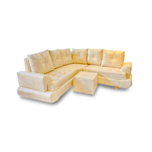 Esquinero luifer lino marfil, patas de madera - Muebles en Medellín | Esquinero