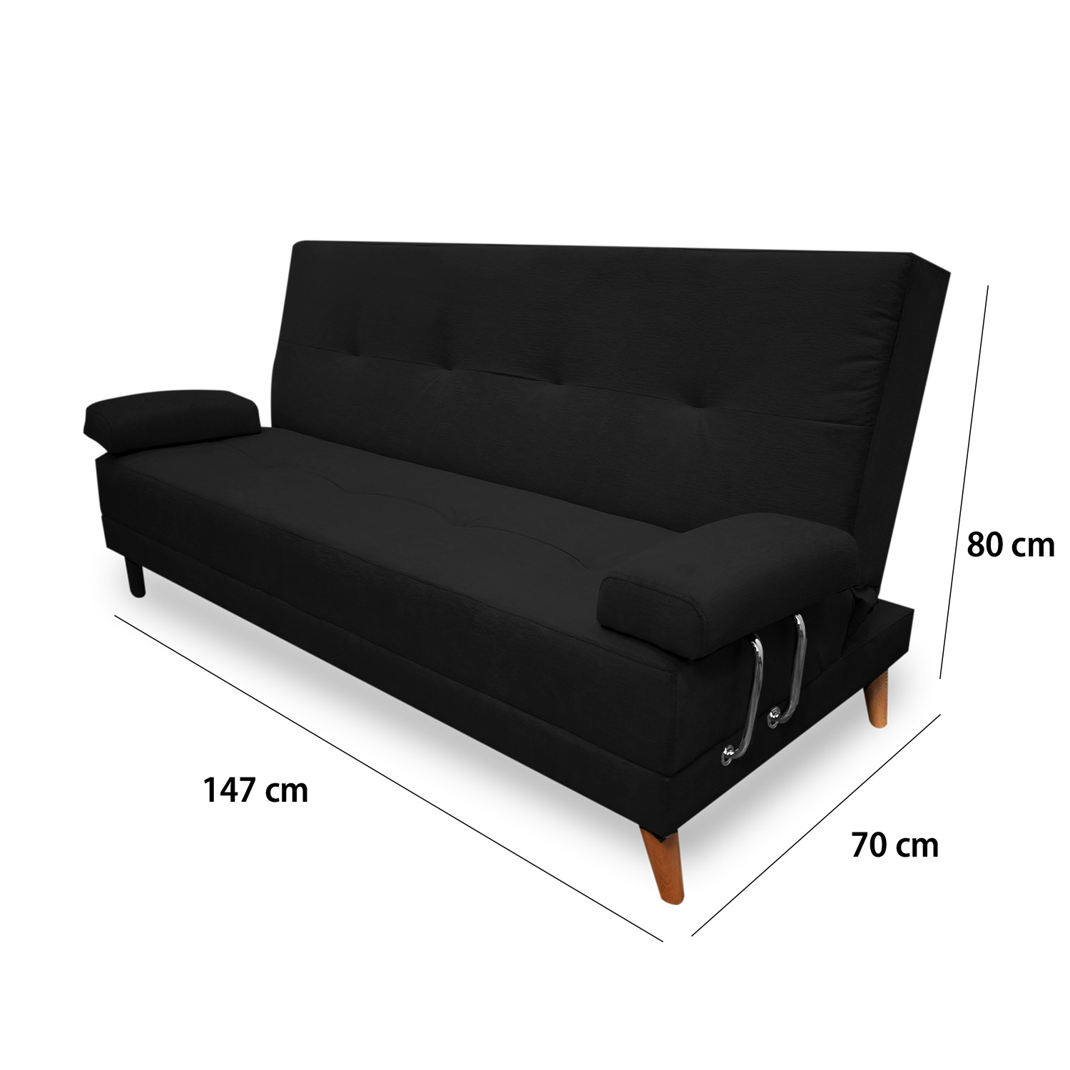 Sofacama ferrati lino negro, patas de madera - Muebles en Medellín | Sofacama
