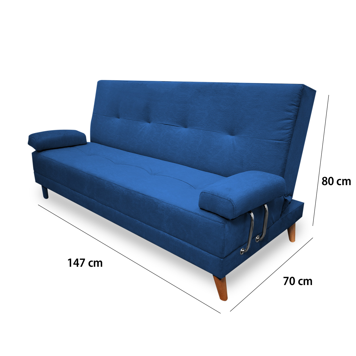 Sofacama ferrati lino azul, patas de madera - Muebles en Medellín | Sofacama