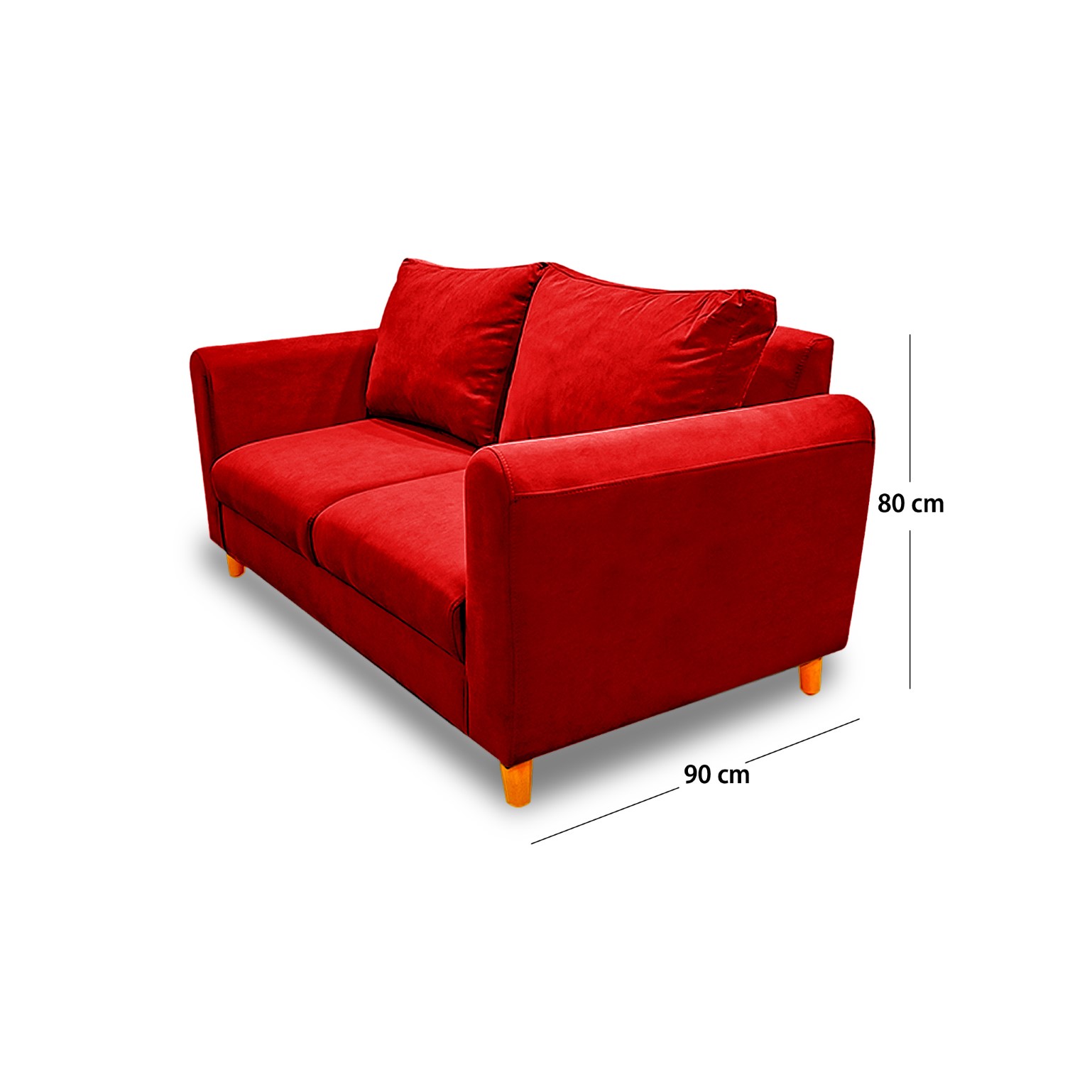 Sofá prato zulia lino rojo, 2 puestos, patas de madera - Muebles en Medellín | Sofá