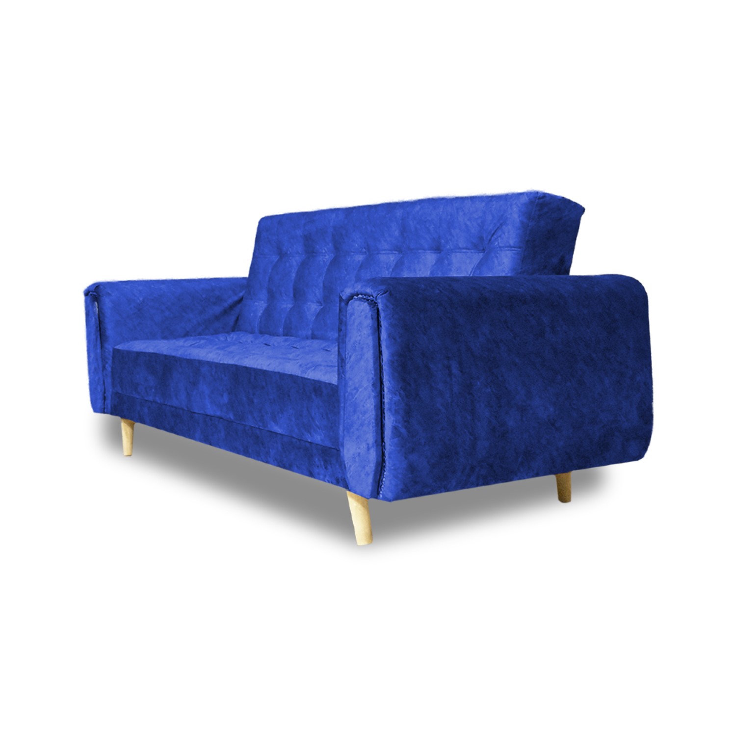 Sofacama mercury lino azul, patas de madera - Muebles en Medellín | Sofacama