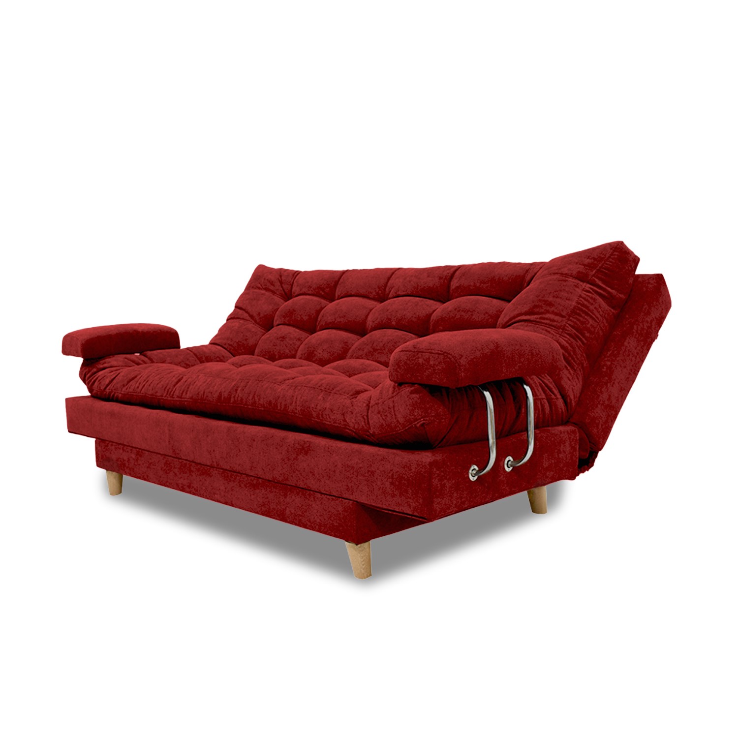 Sofacama napoles lino rojo, patas de madera, brazos - Muebles en Medellín | Sofacama
