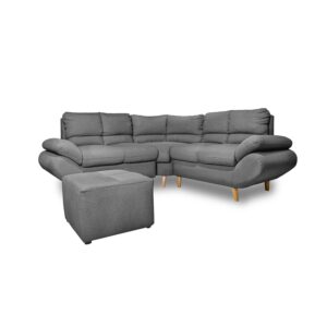Esquinero venecia, lino gris, patas de madera - Muebles en Medellín | Esquinero