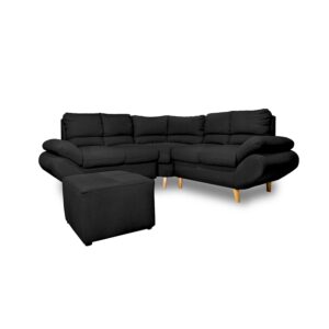 Esquinero venecia, lino negro, patas de madera - Muebles en Medellín | Esquinero