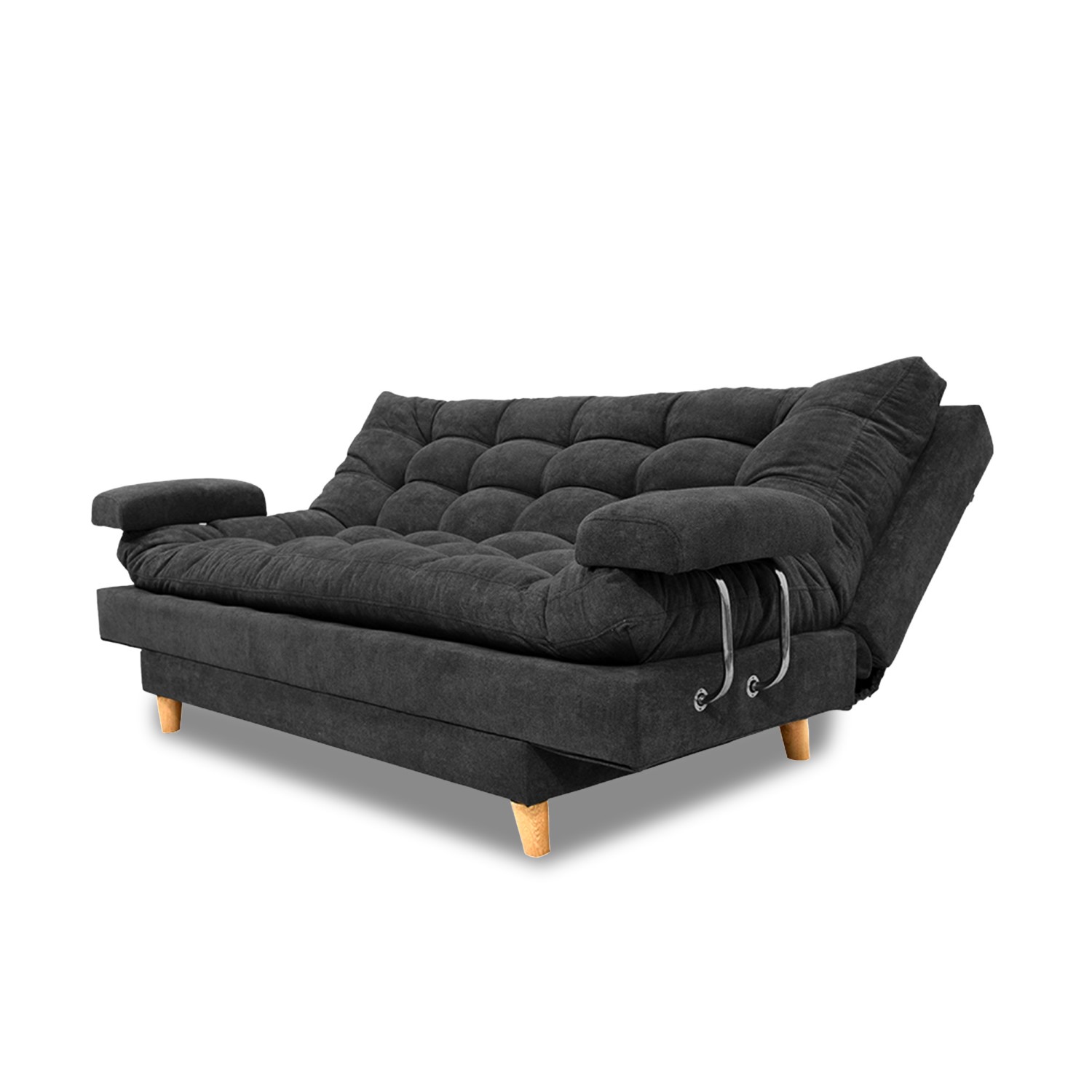 Sofacama napoles lino grafito, patas de madera, brazos - Muebles en Medellín | Sofacama