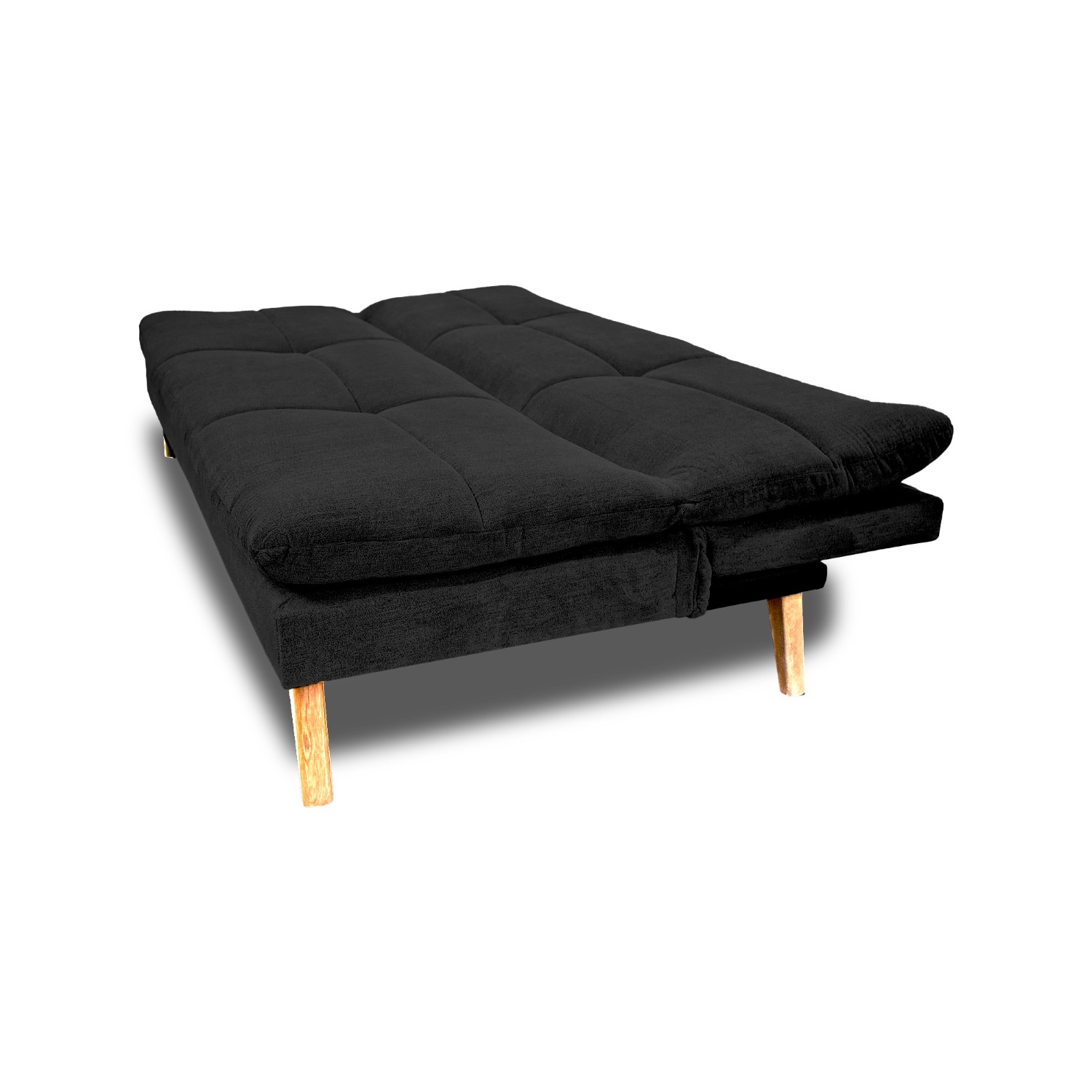 Sofacama peggy lino negro, patas de madera - Muebles en Medellín | Sofacama