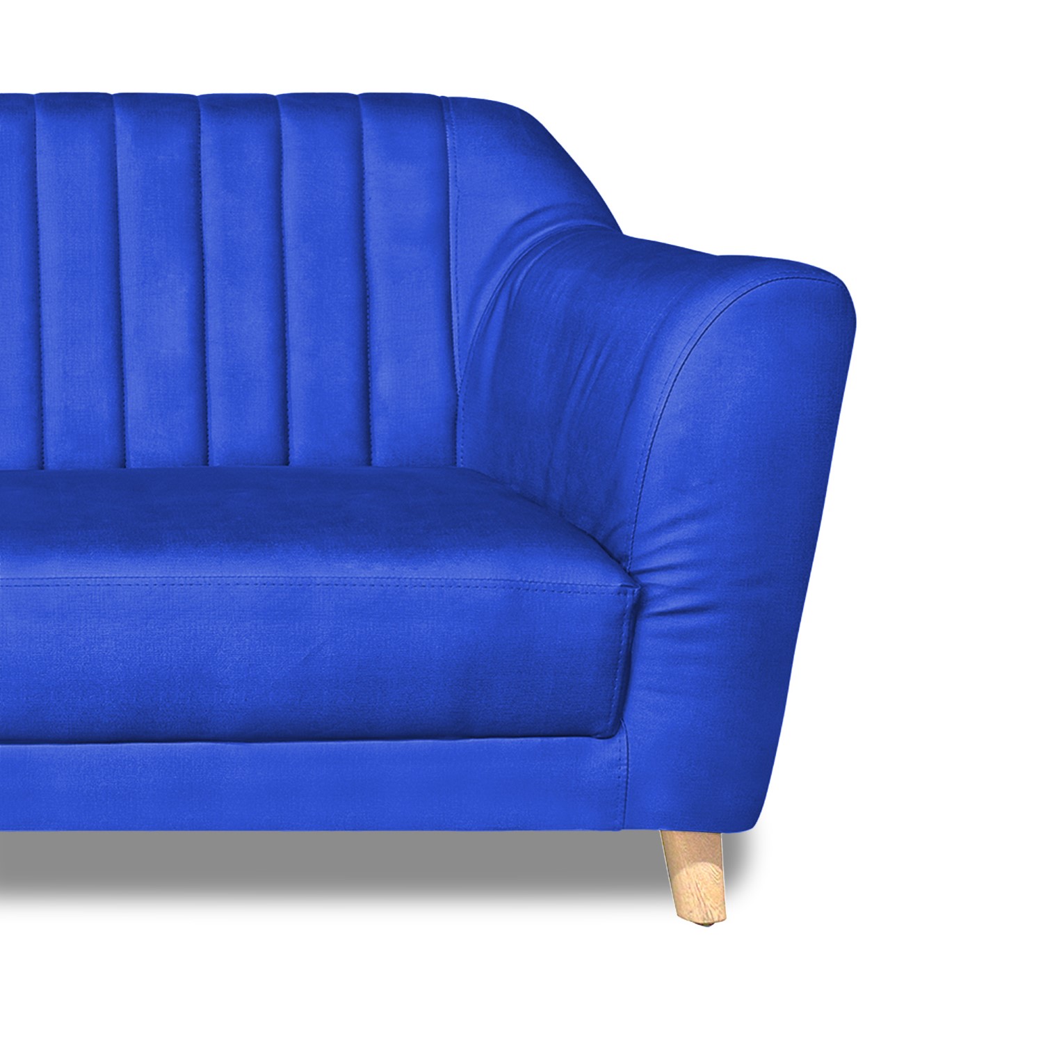 Sofa stanley 2 puestos lino azul c/b, patas de madera - Muebles en Medellín | Sofá
