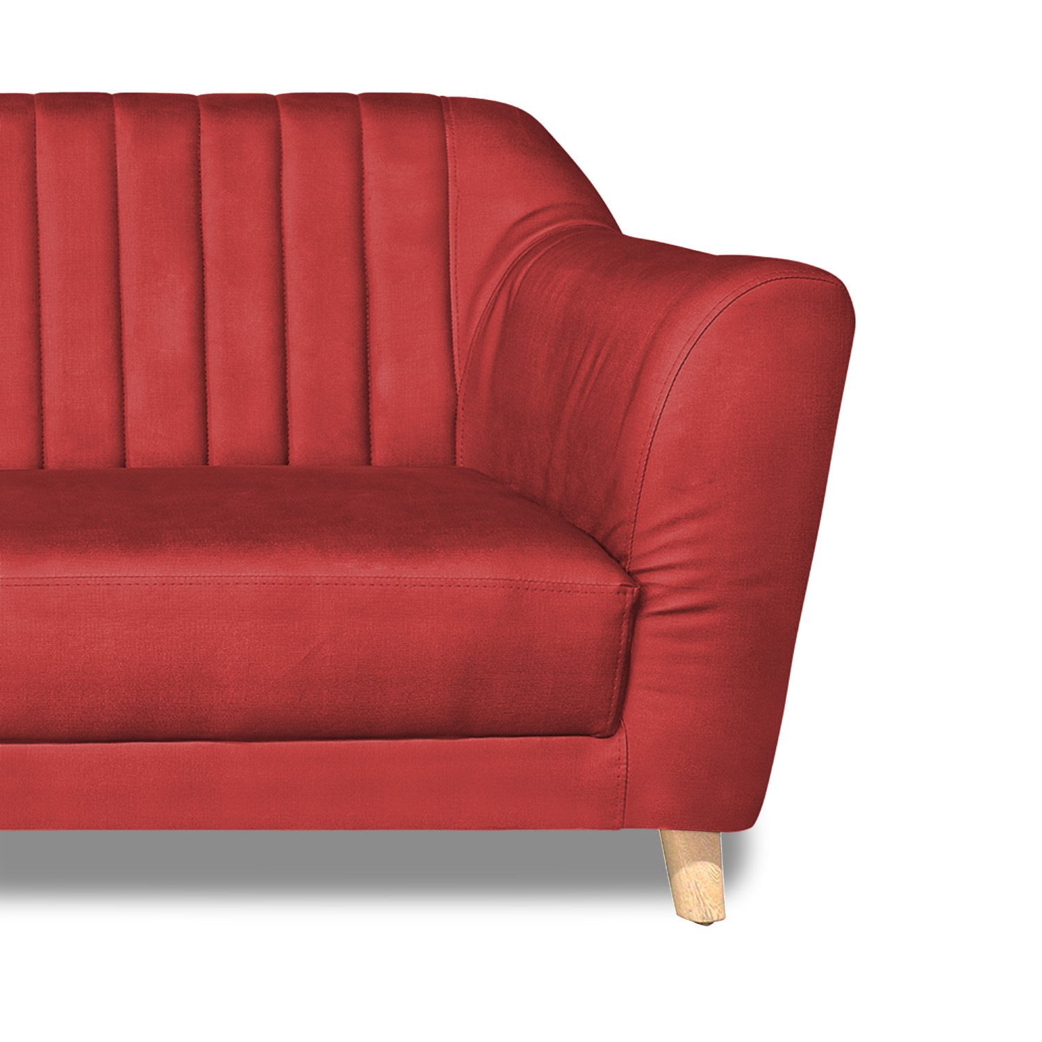 Sofa stanley 2 puestos lino rojo c/b, patas de madera - Muebles en Medellín | Sofá