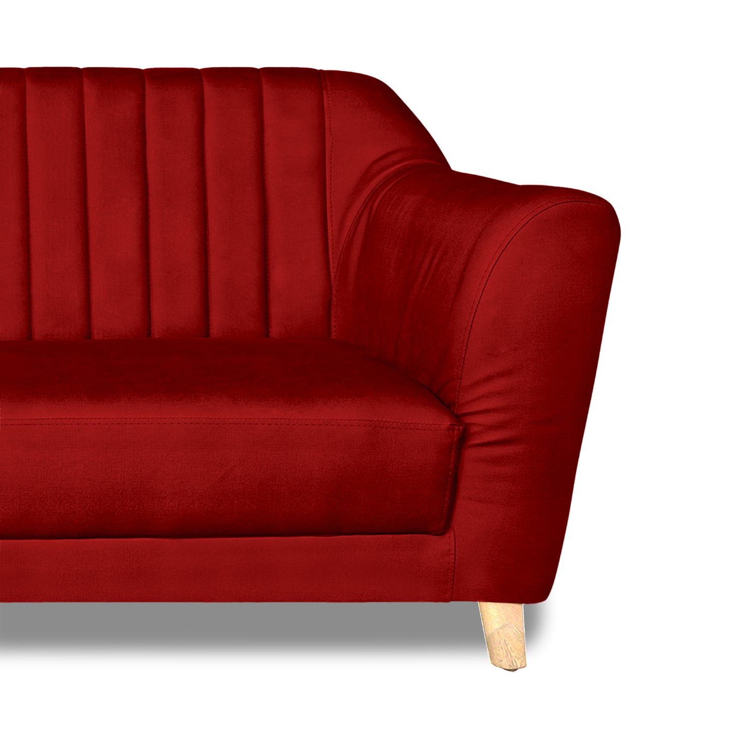 Sofa stanley 2 puestos lino vinotinto c/b, patas de madera - Muebles en Medellín | Sofá
