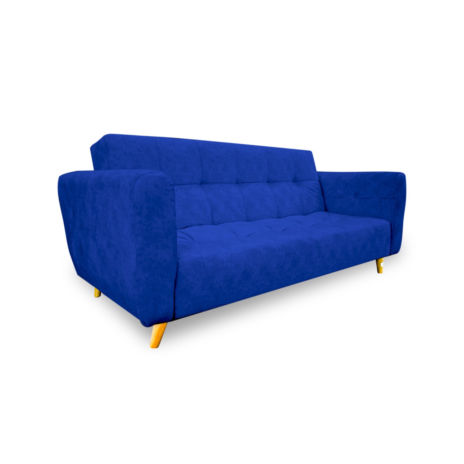 Sofacama denis lino azul, patas de madera - Muebles en Medellín | Sofacama