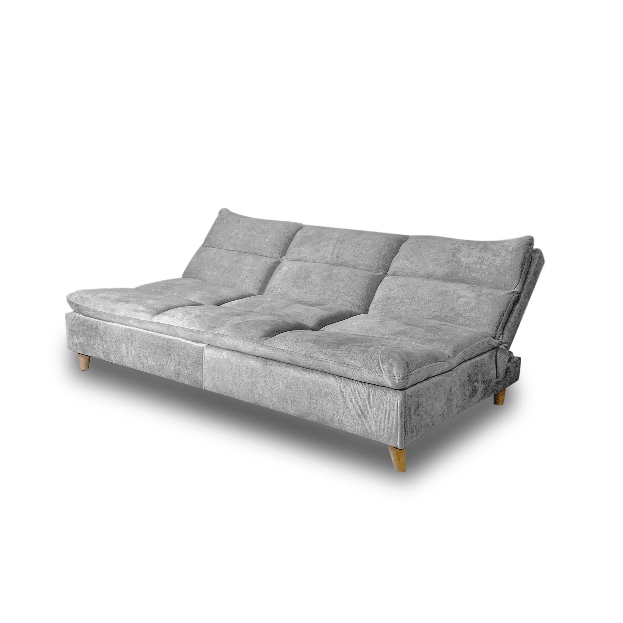 Sofacama peggy lino plata, patas de madera - Muebles en Medellín | Sofacama