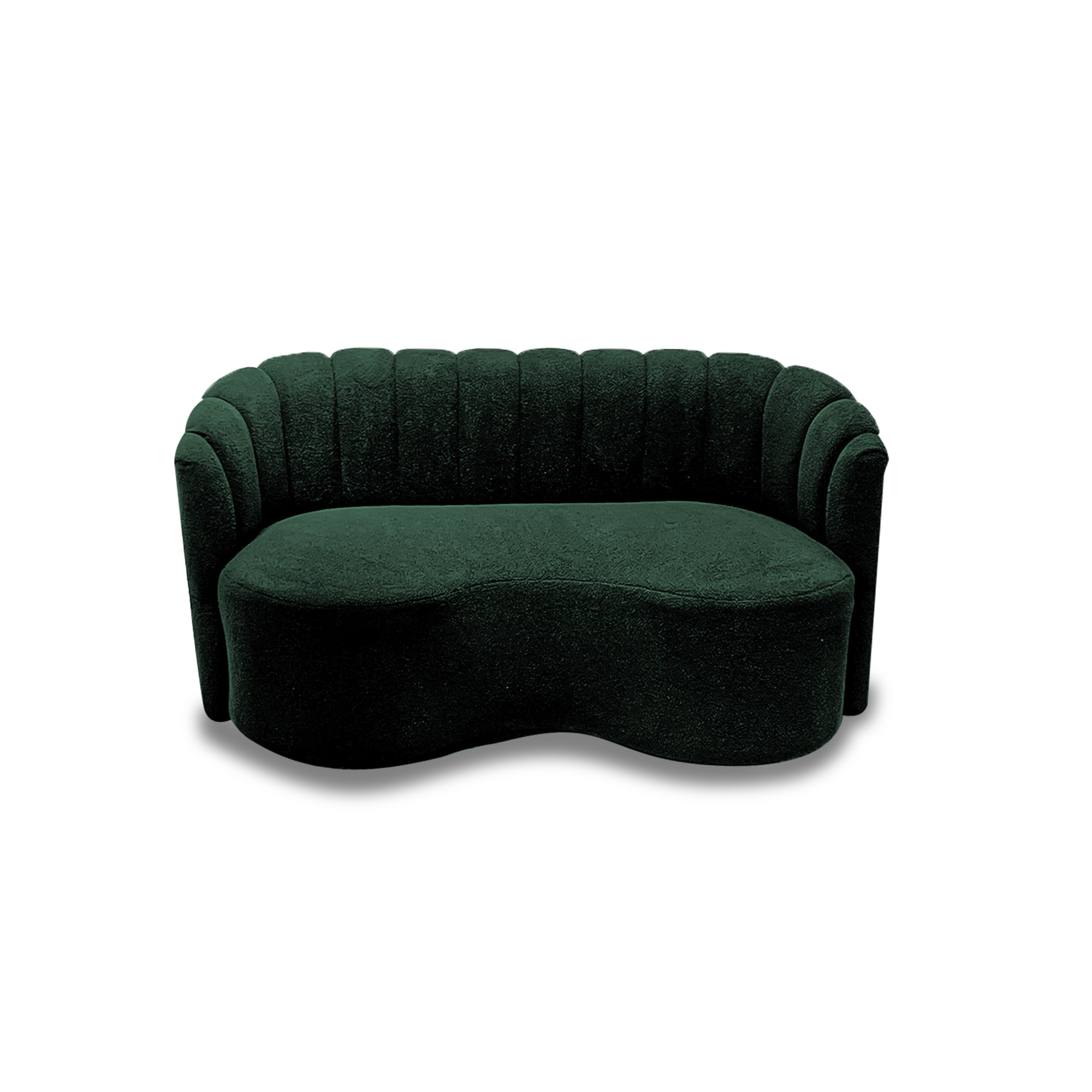 Sala curve tela ovejera verde, deslizadores - Muebles en Medellín | Sala