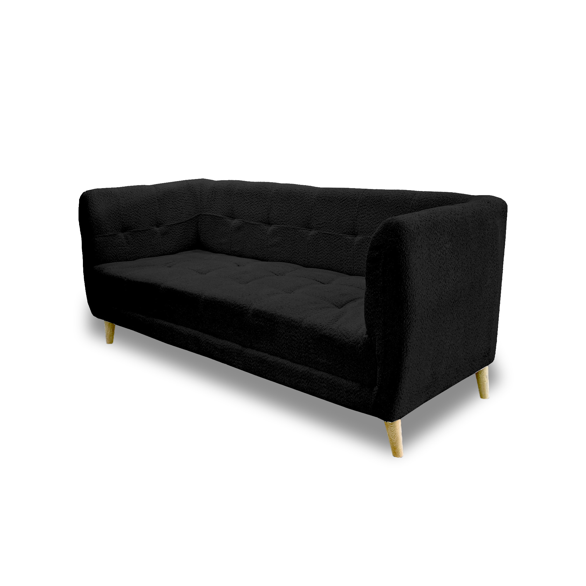 Sofa velvet poliéster negro, patas de madera - Muebles en Medellín | Sofá