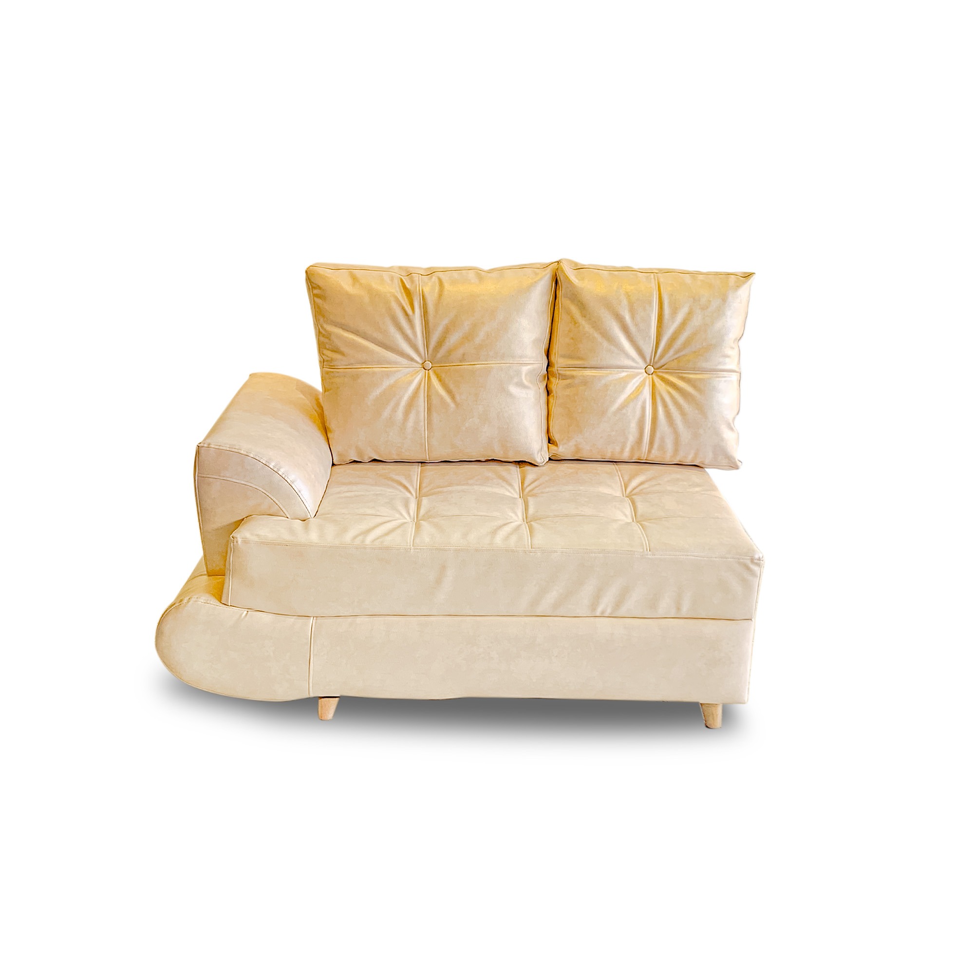 Esquinero luifer lino marfil, patas de madera - Muebles en Medellín | Esquinero