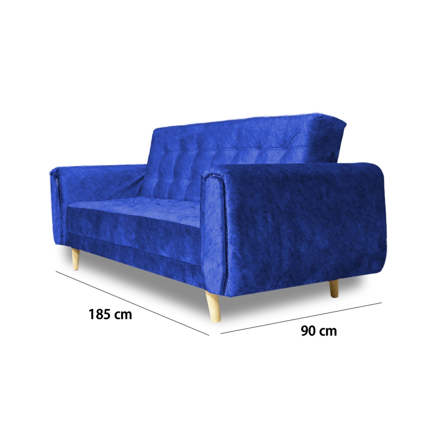 Sofacama mercury lino azul, patas de madera - Muebles en Medellín | Sofacama