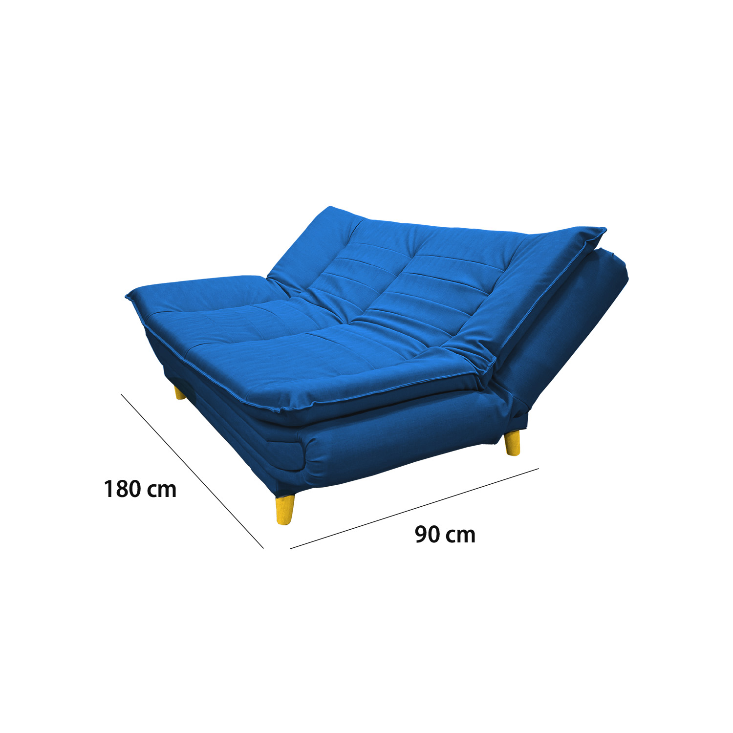 Sofacama germany sintetico azul oscuro, patas de madera - Muebles en Medellín | Sofacama