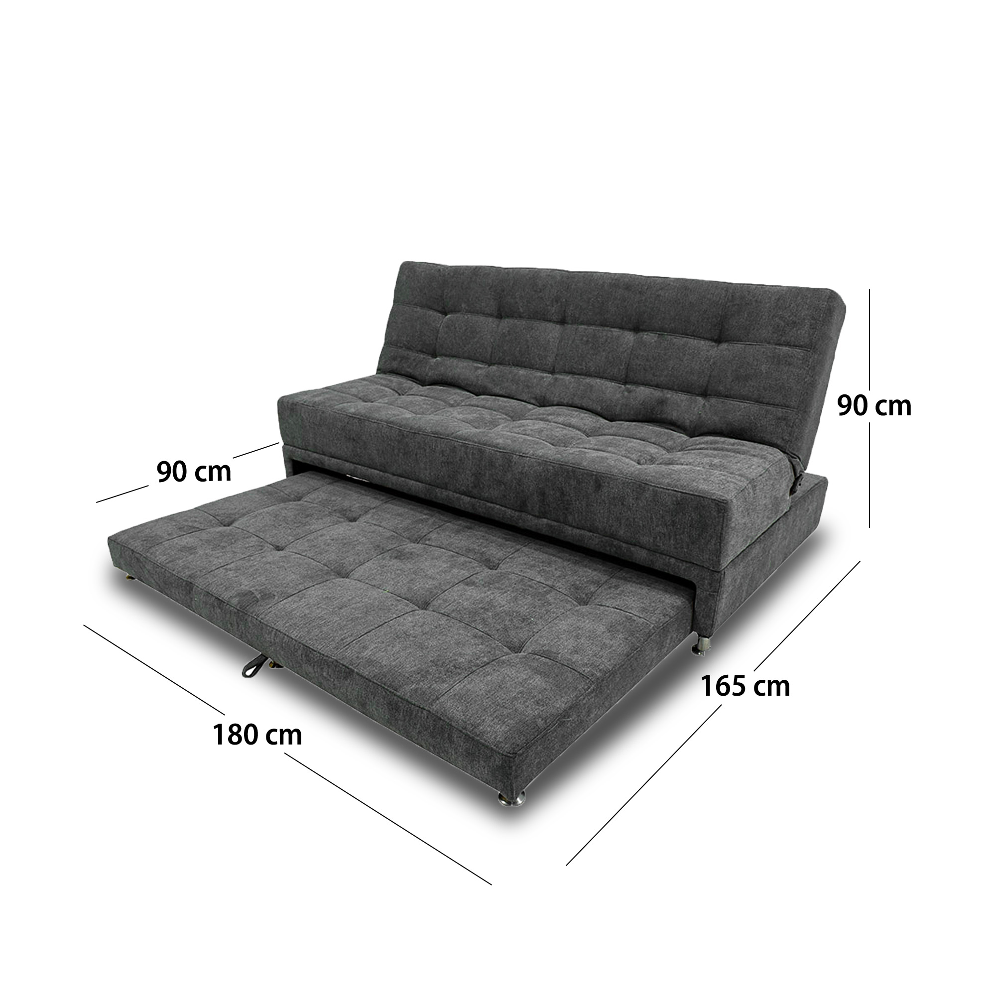Sofacama ferreira lino gris oscuro, patas metalicas - Muebles en Medellín | Sofacama