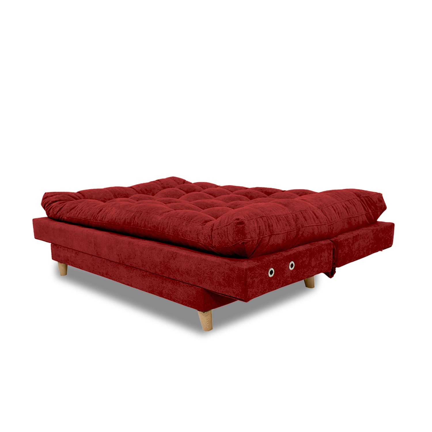 Sofacama napoles lino rojo, patas de madera, brazos - Muebles en Medellín | Sofacama