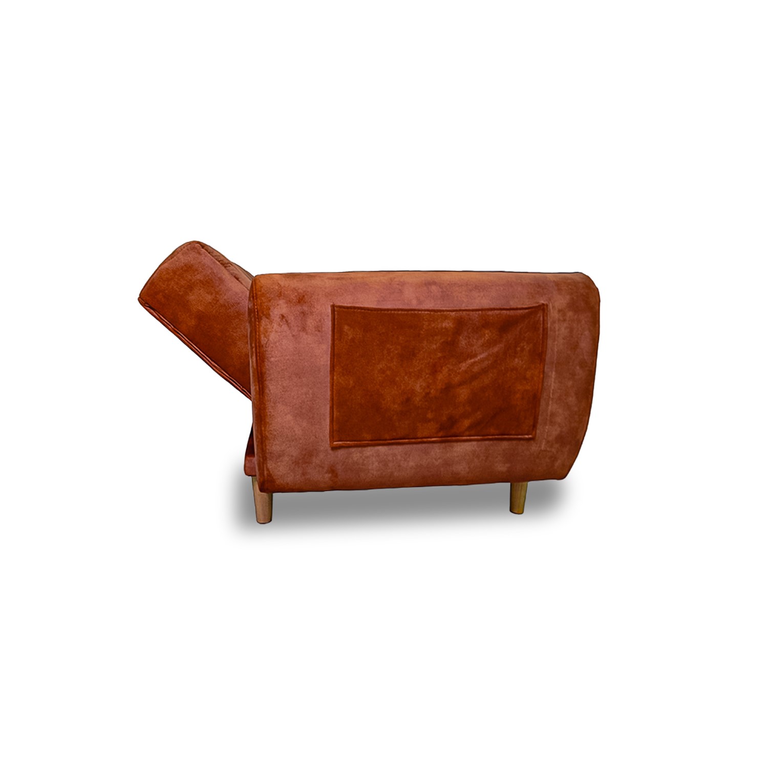 Sofacama volvo nobuck lino naranja, patas de madera, brazos - Muebles en Medellín | Sofacama