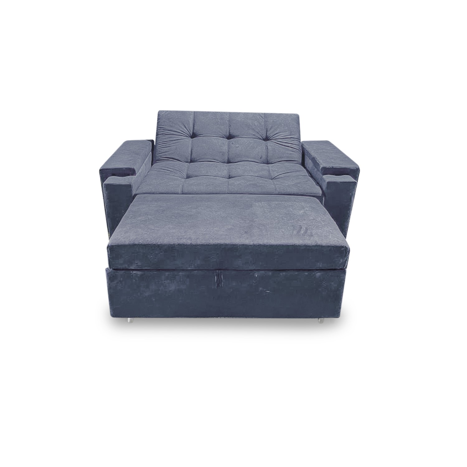 Sofacama dorian mini lino grafito, patas metalicas, brazos - Muebles en Medellín | Sofacama mini