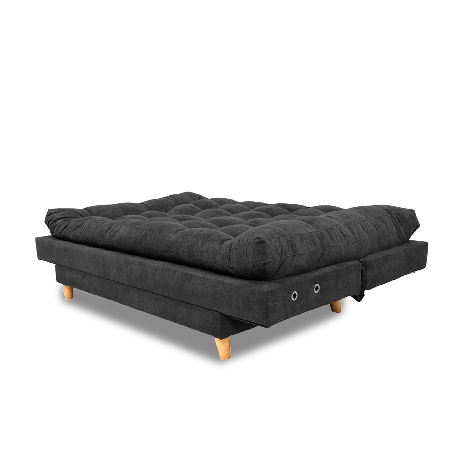 Sofacama napoles lino grafito, patas de madera, brazos - Muebles en Medellín | Sofacama