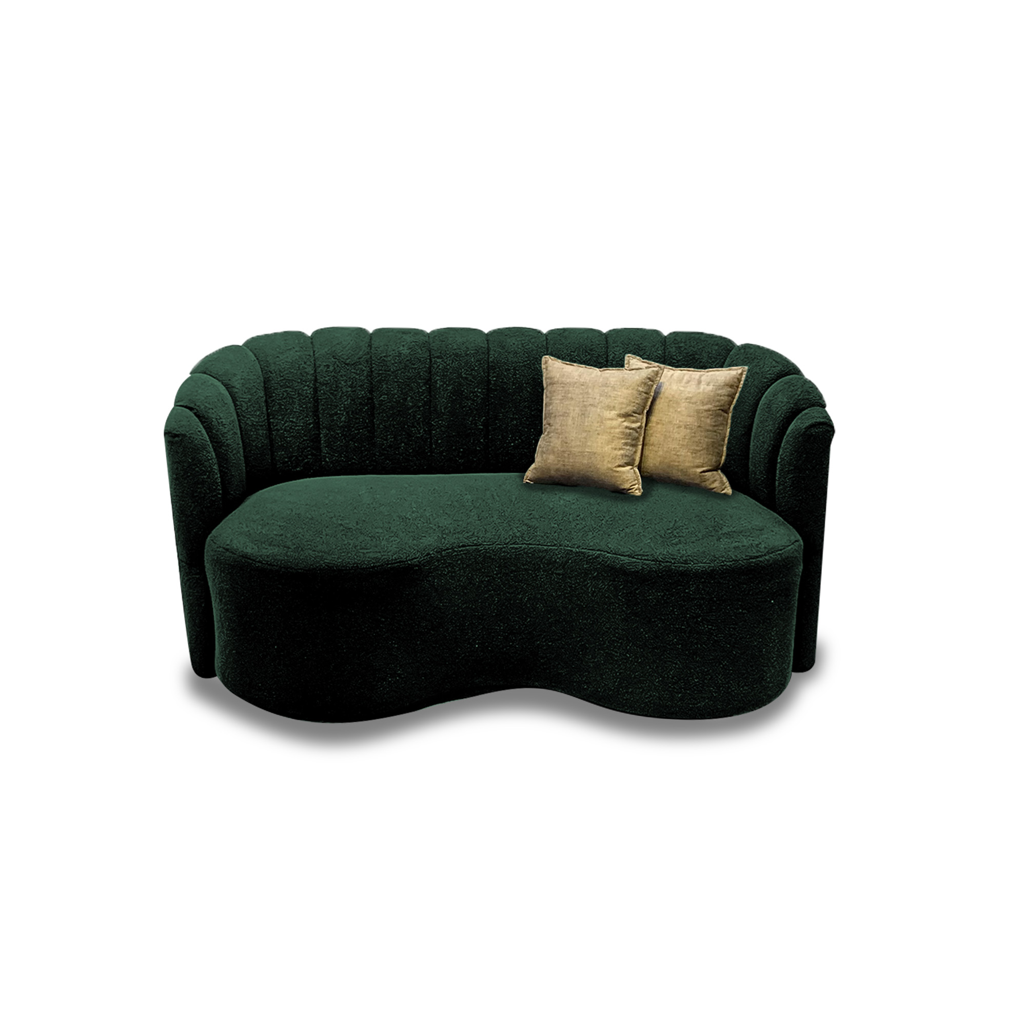 Sala curve tela ovejera verde, deslizadores - Muebles en Medellín | Sala