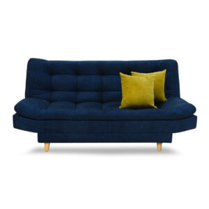 Sofacama moltochic cb lino azul oscuro con cojin, patas de madera - Muebles en Medellín | Sofacama