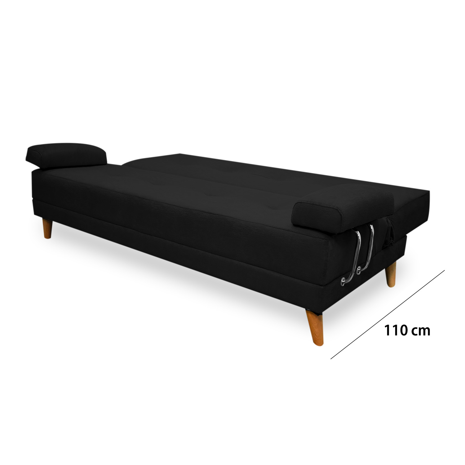 Sofacama ferrati lino negro, patas de madera - Muebles en Medellín | Sofacama
