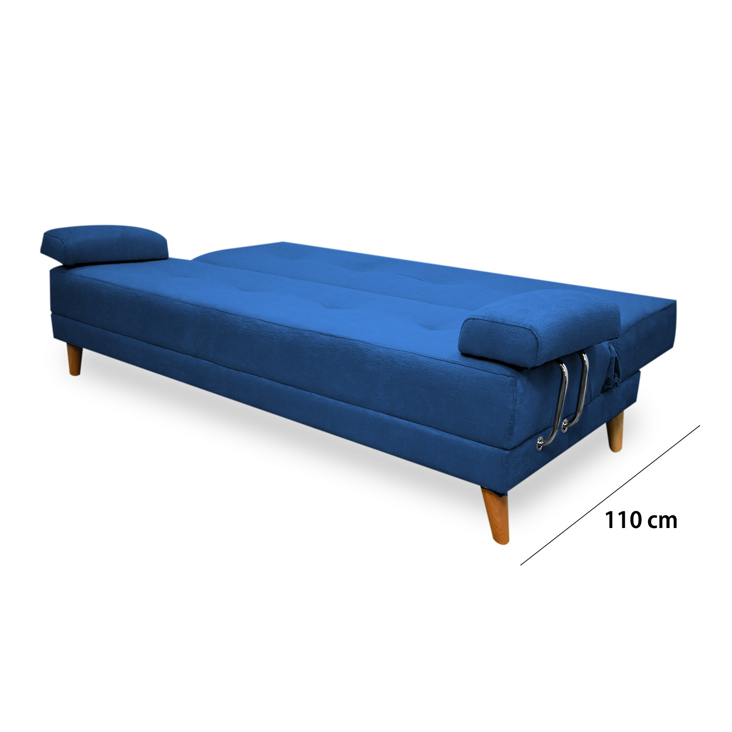 Sofacama ferrati lino azul, patas de madera - Muebles en Medellín | Sofacama