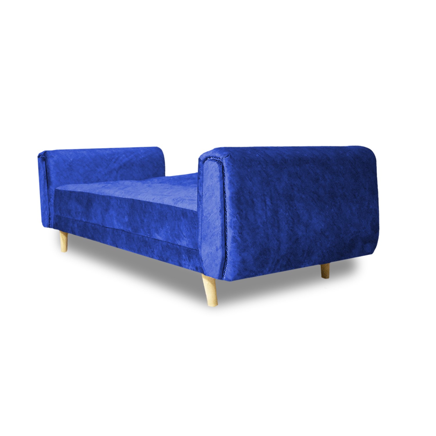 Sofacama mercury lino azul, patas de madera - Muebles en Medellín | Sofacama