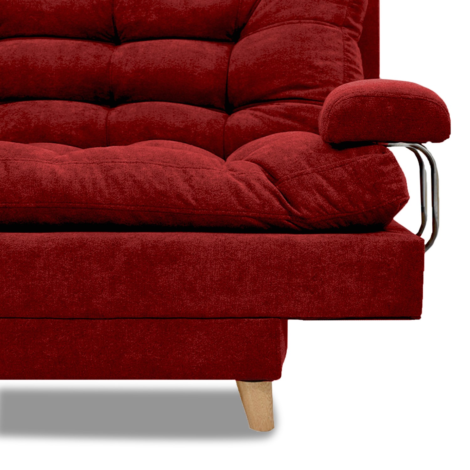 Sofacama napoles lino rojo, patas de madera, brazos - Muebles en Medellín | Sofacama