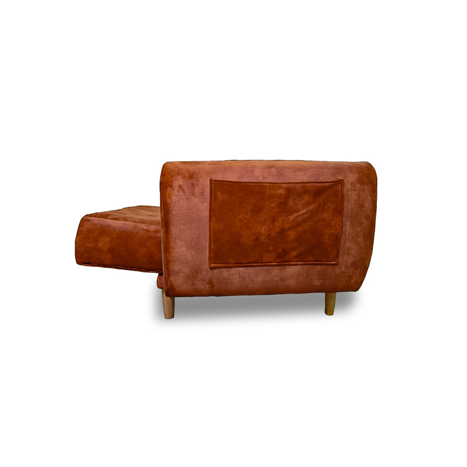 Sofacama volvo nobuck lino naranja, patas de madera, brazos - Muebles en Medellín | Sofacama