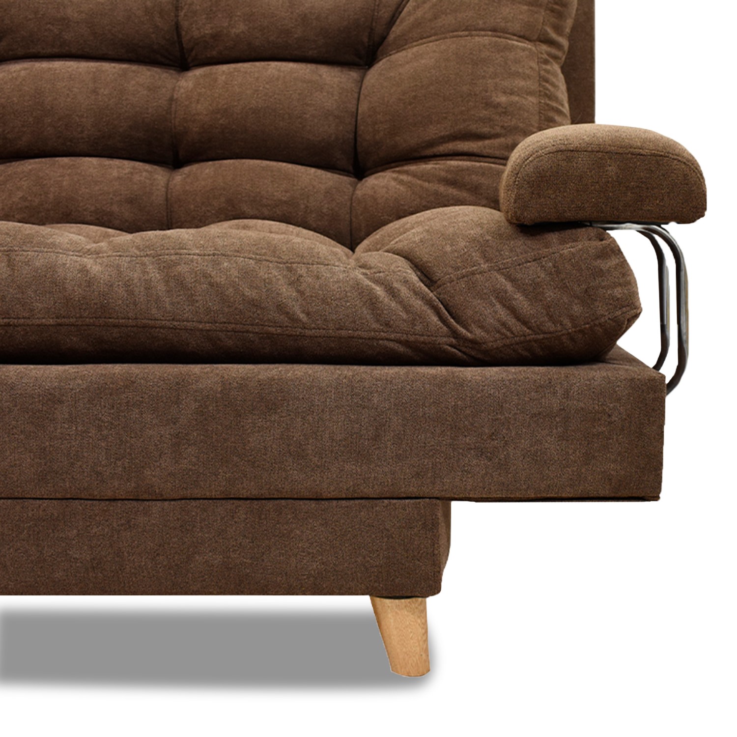 Sofacama napoles lino cafe, patas de madera, brazos - Muebles en Medellín | Sofacama