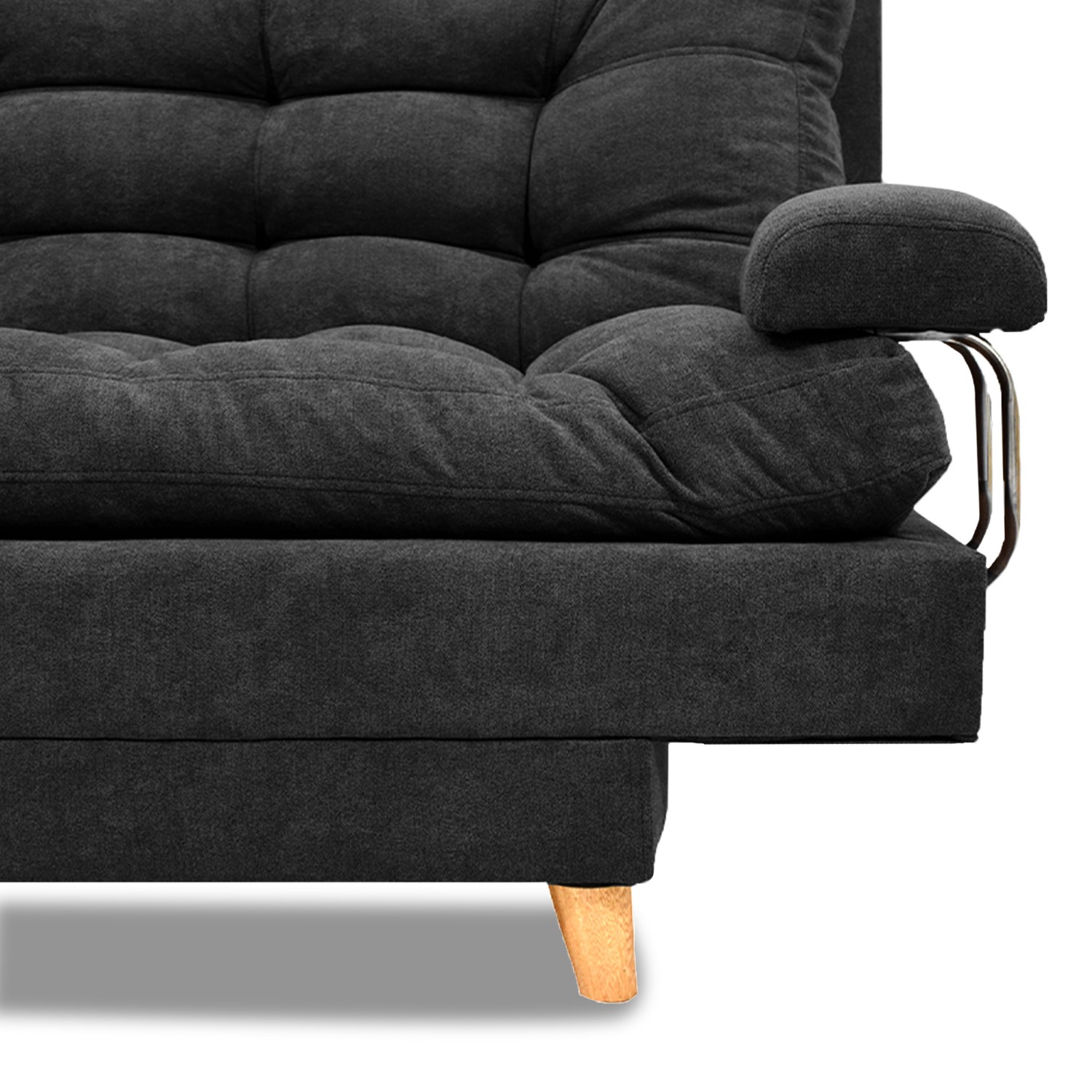 Sofacama napoles lino grafito, patas de madera, brazos - Muebles en Medellín | Sofacama