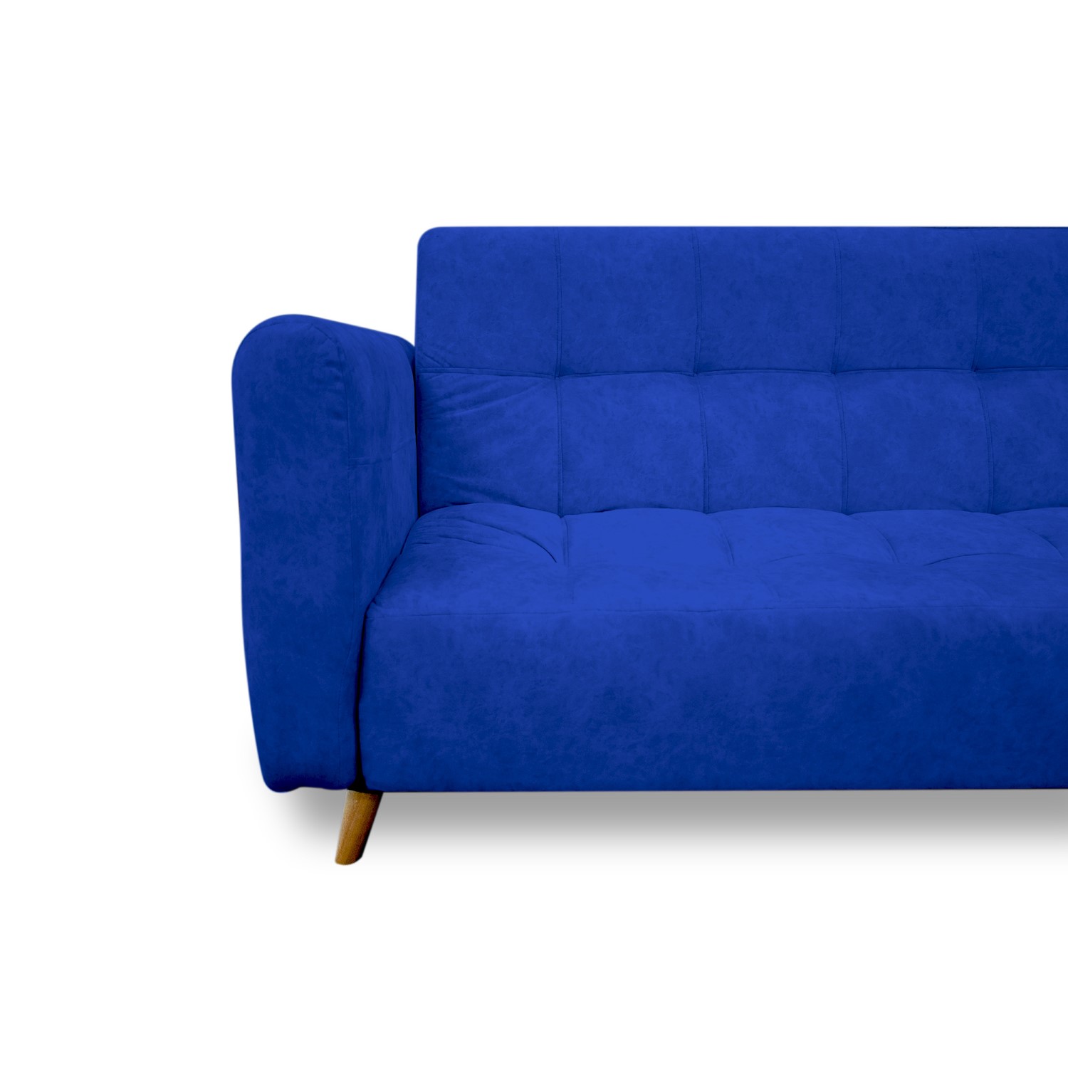Sofacama denis lino azul, patas de madera - Muebles en Medellín | Sofacama