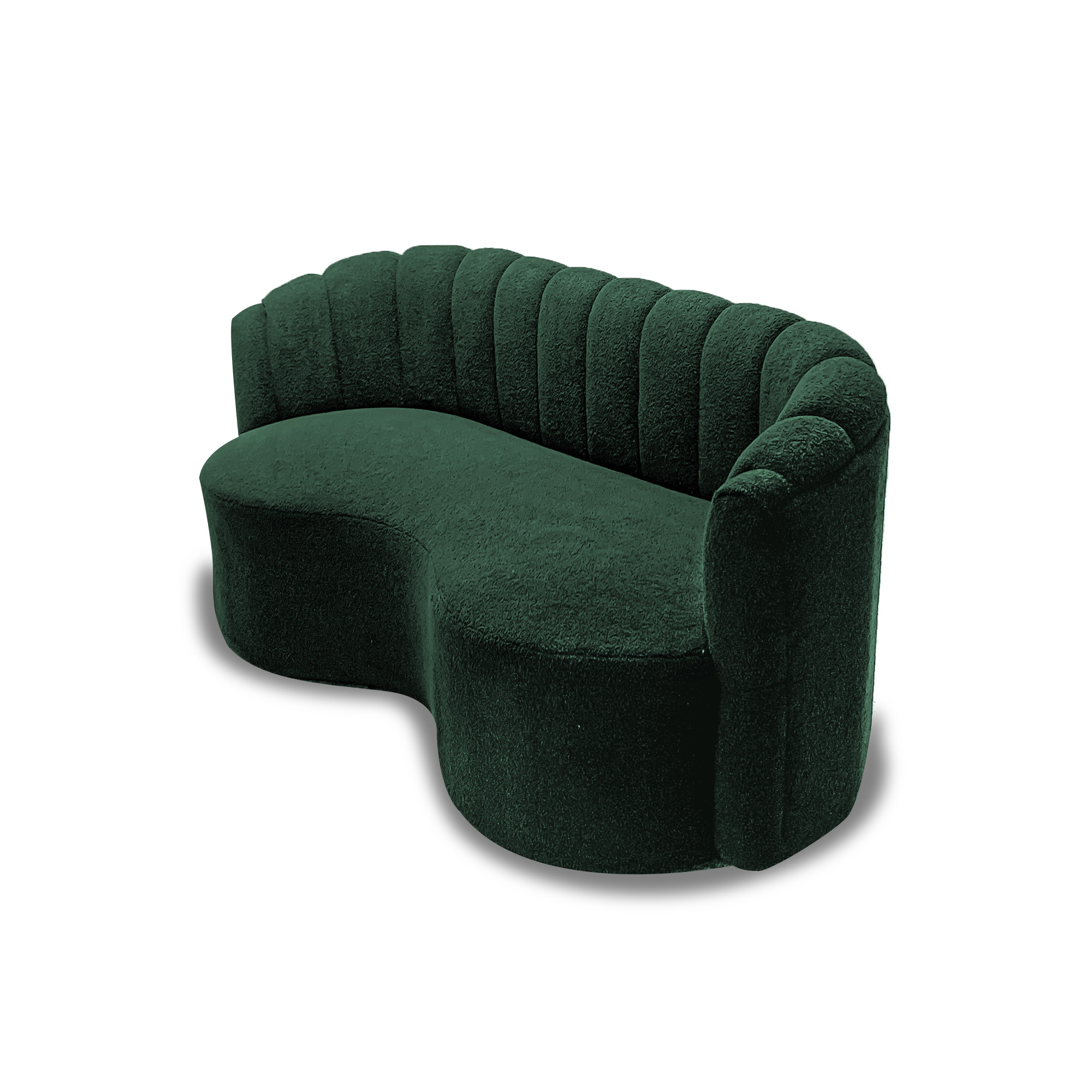 Sala curve tela ovejera verde, deslizadores - Muebles en Medellín | Sala