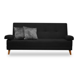 Sofacama ferrati lino negro, patas de madera - Muebles en Medellín | Sofacama