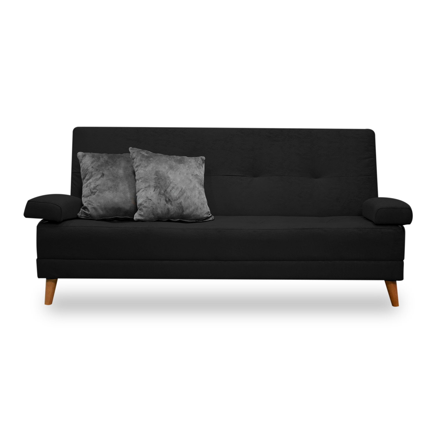 Sofacama ferrati lino negro, patas de madera - Muebles en Medellín | Sofacama