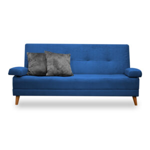 Sofacama ferrati lino azul, patas de madera - Muebles en Medellín | Sofacama
