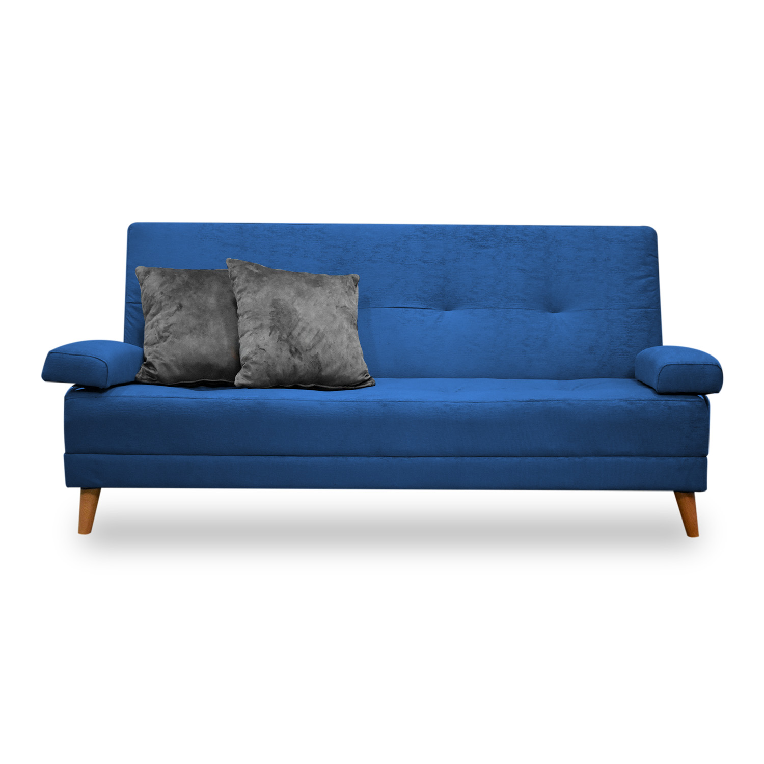 Sofacama ferrati lino azul, patas de madera - Muebles en Medellín | Sofacama